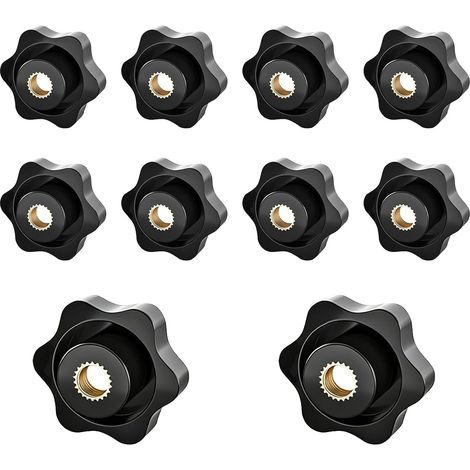 10 - Écrou à Poignée - Bouton de Serrage - Filetage M5 - Plastique et Laiton - Pour Machines et Mobilier - Noir - 32mm (1/5)