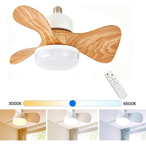 Mini ventilateur de plafond LED avec lumière, 30W, à intensité variable, télécommande, 38x19cm,base non incluse. (1/5)