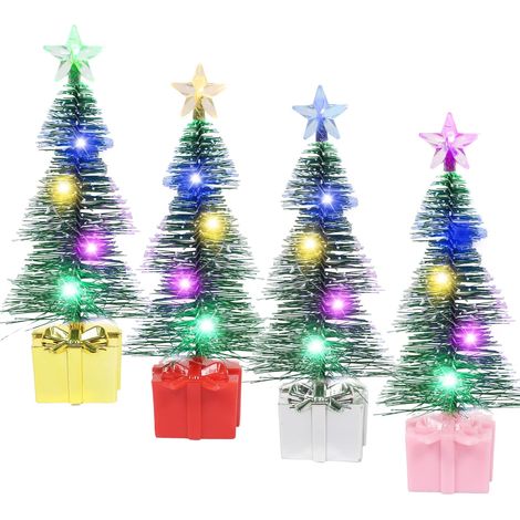 4 Mini Sapin de Noel Lumineux LED, Petit Sapin de Noël Artificiel, Mini Sapin de Noël Lumières Colorées, Petit Sapin de Noël Miniature pour Décoration de Table (1/5)