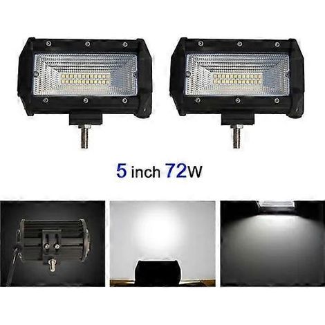 Barre lumineuse LED CO LIGHT 5 pouces 12 V 72 W 144 W, faisceau concentré/large, 24 V 6000 K, pour SUV, tout-terrain, quad, Lada, phares longue portée, style automobile, faisceau large (1/5)