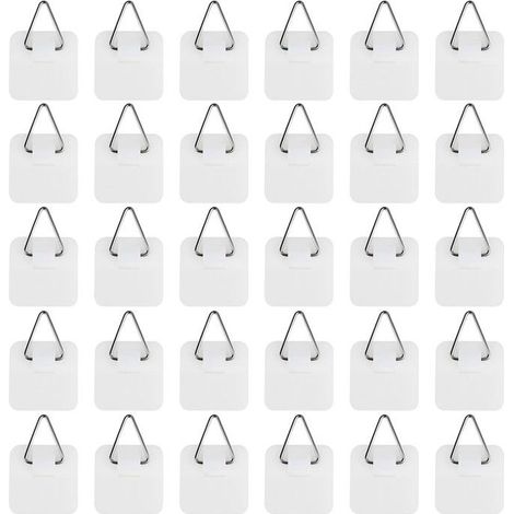 Lot de 30 Crochet Autocollant pour Tableau, Crochets Muraux Adhésifs pour Cadres Photos, Accroches Solides 5kg Maximale,Installation (1/5)