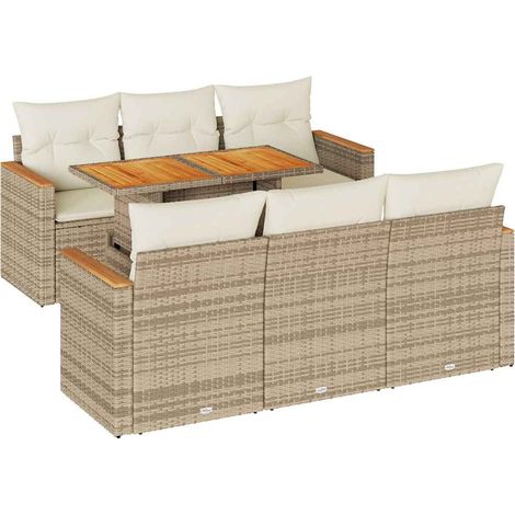 Maison Exclusive - 7-tlg. Garten-Sofagarnitur mit Kissen Beige Po