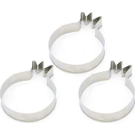 Lot de 3 emporte-pièces en acier inoxydable en forme de grenade, moules à chocolat, cupcakes et autres desserts à faire soi-même.-9.80X7.50X2.00CM-Silver (1/3)