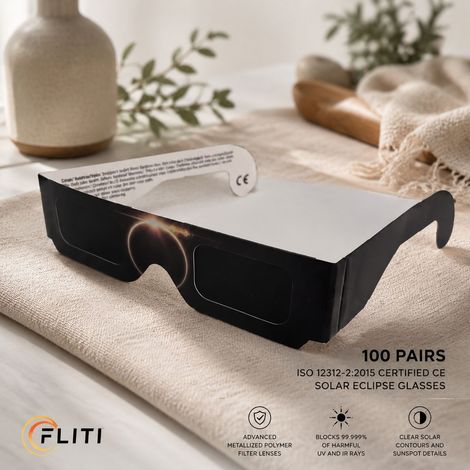 100 Paar Sonnenfinsternisbrillen – Augenschutz ISO 12312-2 CE – 99,999 % UV-/IR-Filter – Sichere Sonnenbeobachtung – Mehrfarbig, Einheitsgröße (1/5)