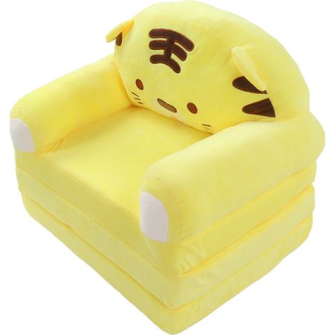 Canapé Enfant Pliable Cartoon Jaune, Fauteuil Relax 2-en-1 Lit Convertible pour Salon et Chambre (1/5)