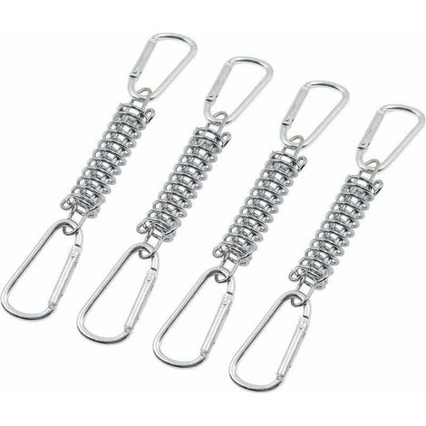 Fixations à anneau de ressort de tension pour persiennes - accessoires de fixation pour voile d'ombrage, en acier inoxydable, comprenant 4 ressorts hélicoïdaux et 8 mousquetons, adaptés aux tentes, au (1/5)