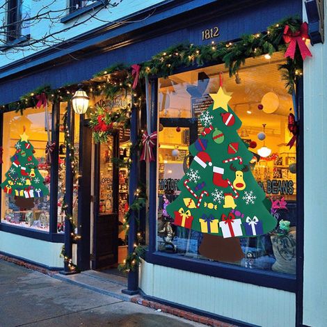 Kit de sapin de Noël en feutrine à faire soi-même, décorations de Noël à suspendre au mur, cadeaux pour enfants, articles de fête - Type C (1/5)