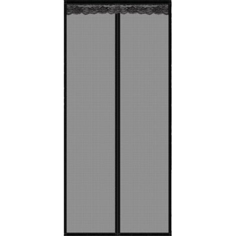 Moustiquaire magnétique pour porte 120 x 220 cm, rideau magnétique à mailles ultrafines avec fermeture automatique, convient aux portes de balcon, de cave et de terrasse, noir (1/5)