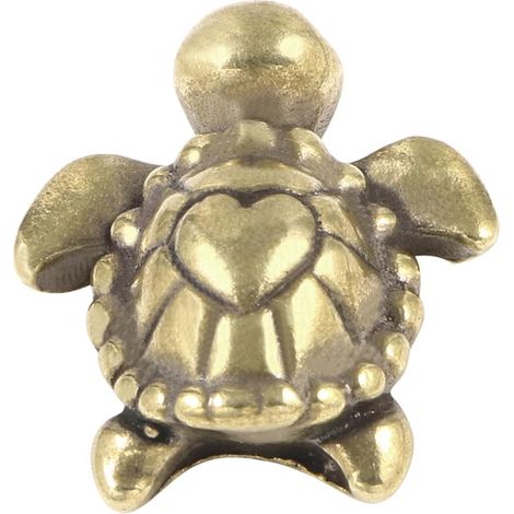 Statuetta vintage di tartaruga in ottone dorato, decorazione a forma di cuore compatta e versatile per camera da letto o ufficio, elegante oggetto decorativo e da collezione. (1/5)