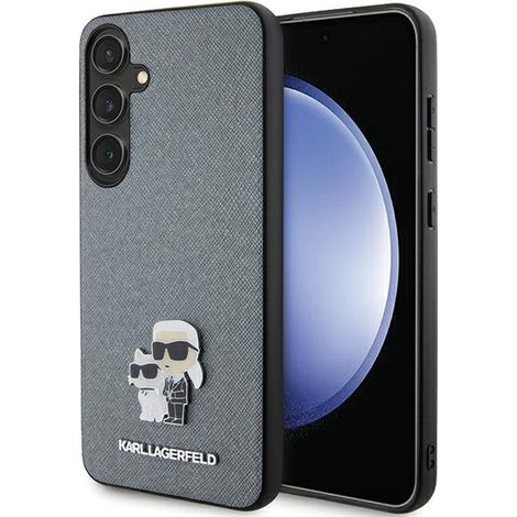 Karl Lagerfeld KLHCS24SPSAKCMPG S24 S921 custodia rigida grigio/grigio Saffiano Spilla in metallo Karl & Choupette (1/5)