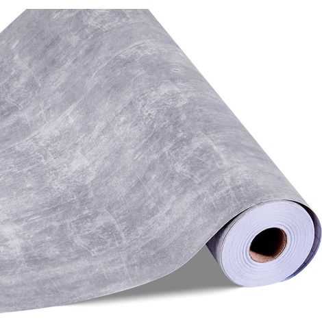 Facile à poser, papier peint adhésif vinyle 40 cm x 15 m, revêtement mural imperméable gris foncé (1/5)