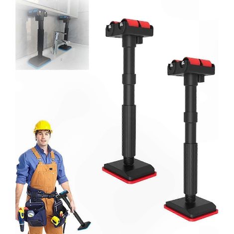 Cadre de lit à pieds télescopiques réglables pour support d'armoires et solution d'alignement des carreaux (rouge) (1/5)