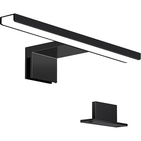 Lampe Miroir Salle de Bain LED Noire 5W 50CM 400LM, Applique Miroir 6000K Blanc Chaud, Lampe Armoire de Toilette IP44 Imperméable, Éclairage pour Maquillage et Coiffeuse (300mm) [Classe énergétique E] (1/4)
