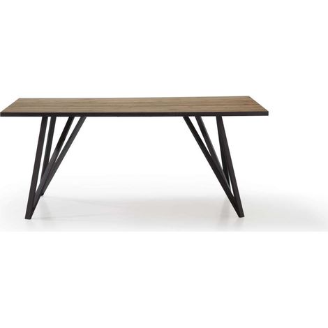 Mesa comedor rectangular DANIEL en acabado bocamina/negro, 76cm(alto) 180cm(ancho) 90cm(largo) (1/4)