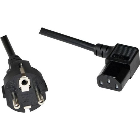 Cavo di alimentazione CEE7/7 a IEC C13 a 90°, 3 m, angolato, nero, per alimentatore PC. (1/2)