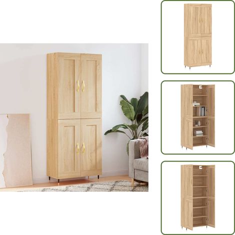 Meuble haut - vidaXL Buffet haut Chêne sonoma 69,5x34x180 cm Bois d'ingénierie - Meuble de salle à manger (1/5)
