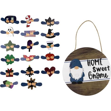 Pendentif en Bois Gnome Créatif pour Porte et Mur Corde Suspendue Facile à Accrocher, Décoration Délicate et Unique Maison (1/5)