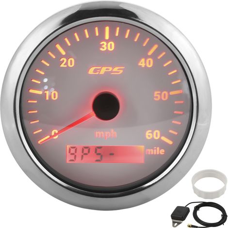 Compteur de vitesse GPS 85 mm/3,35 pouces, écran LCD 0-60 MPH/H avec rétro-éclairage réglable pour bateaux RV 9-32 V DCWhite (1/5)