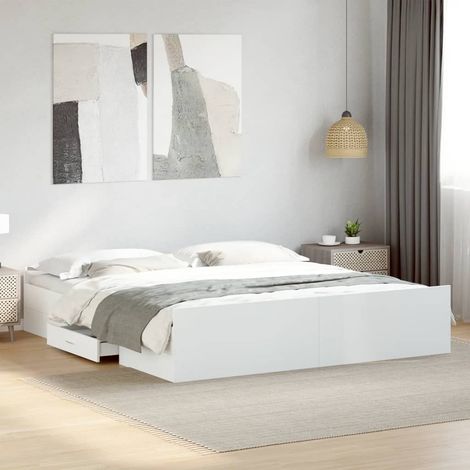 Bed Frame with Drawers without Mattress White 180x200 cm Super King vidaXL (1/5)