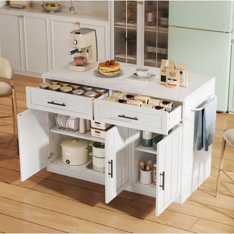 mobile contenitore cucina 120x60 con presa USB bianco OKMYHOME (1/5)