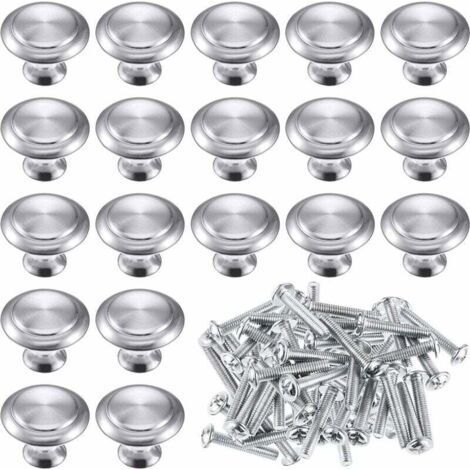15pcs Round Mushroom Shaped Stainless Steel Door Knobs for Roaster, Door, Cabinet, Kitchen Silver 2.4 x 2.9cm-Fei Yu (1/4)