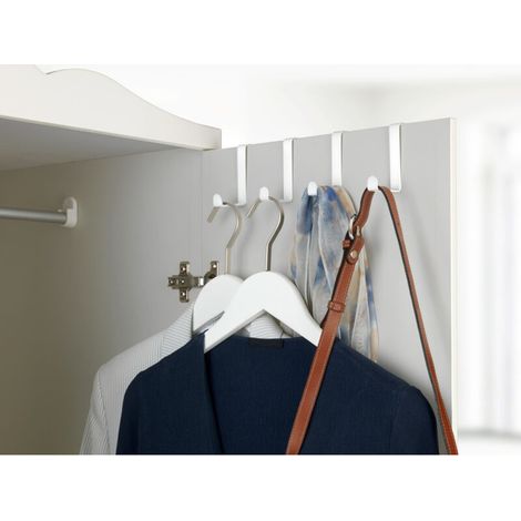 Patère de porte blanche Lot de 4 – Crochets en acier avec revêtement poudre – Résistants à la corrosion pour usage quotidien (1/5)