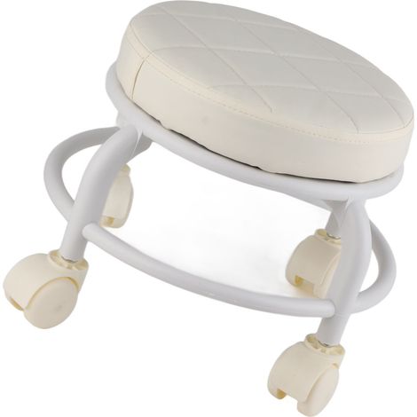 Hocker mit hochdichtem Memory-Schaum, wasserfest, leisen Rollen und doppellagiger Fußstütze fürs Familienbüro, beige (1/5)