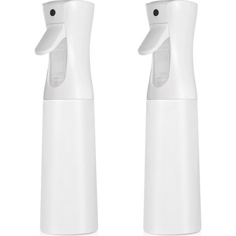 Vaporisateurs capillaires continus (300 ml) Lot de 2 vaporisateurs vides à brume d'eau ultra-fine pour coiffure, jardinage, bouclage, etc. (Blanc) (1/5)
