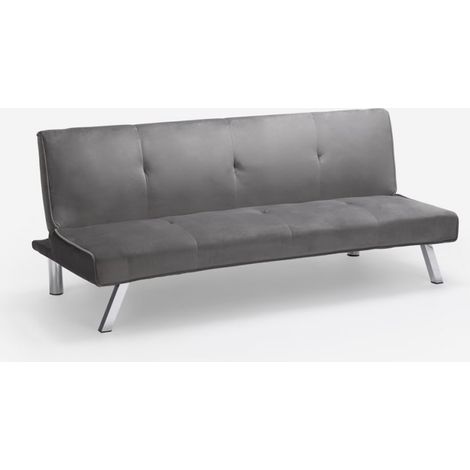 Sofá cama 3 plazas diseño clic clac reclinable tejido terciopelo Explicitus - Gris Oscuro (1/5)