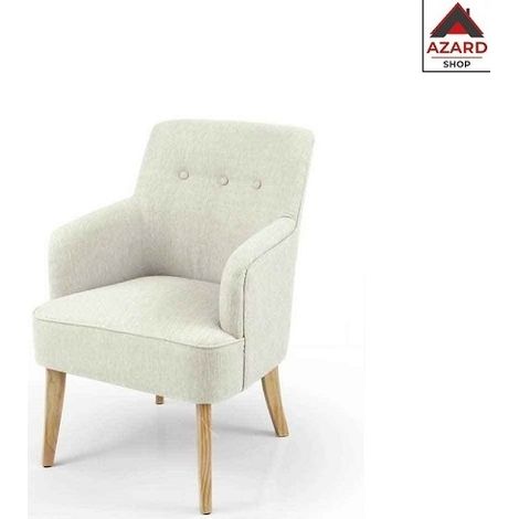 Poltrona in tessuto da camera o salotto piedi legno cm 60 x 65 x 85 h crema (1/2)