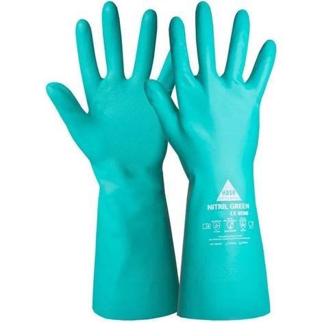 Gants de protection chimique en nitrile vert, taille 8 (1/2)