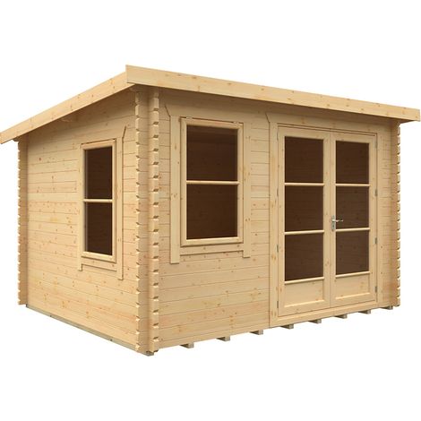 12x10 The Belton 44mm Cabin - L355 x W295 x H232.8 cm - Solid Wood/Softwood/Pine - Natural