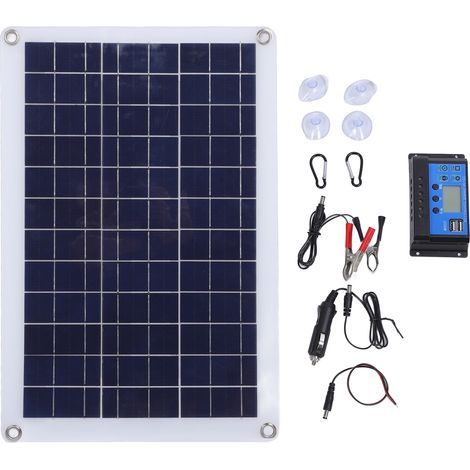 20W Monocrystalline Solar Panel Kit with 60A Waterproof Controller - for Camping (1/5)