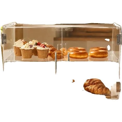 Vitrina para pasteles, diseño de tres niveles, construcción de acrílico duradero, transparente. (1/2)
