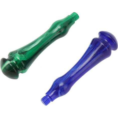 Deux poignées de rechange pour tampon, surface lisse et polie, poignées ergonomiques scellées à la cire de résine, avec vis de poignée, couleur bleu-vert. (1/5)