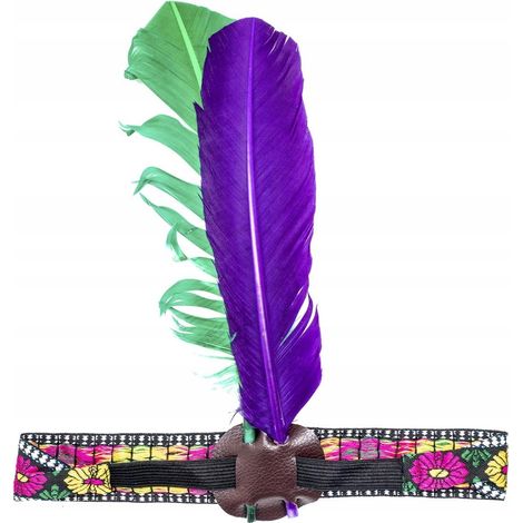 Apache-Indianer-Federstirnband mit 2 Federn, Abschlussballkostüm