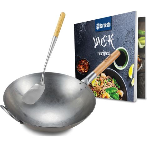 Sárten Wok con libro de recetas y espátula Redonda