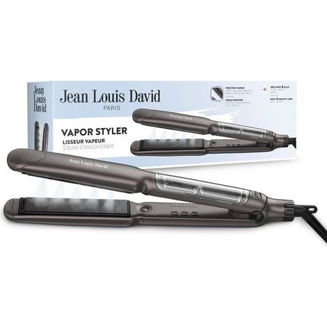 Alisador a vapor Jean Louis David Vapor Styler negro 6 temperaturas 150-235 °C placas de cerámica turmalina (1/4)