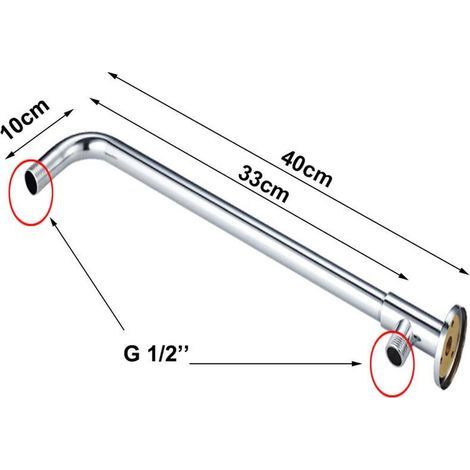 FOREHILL Bras Douche Mural Extension 40cm en Acier Inoxydable Douche Raccord Extension pour Pomme de Douche G1/2" (1/4)