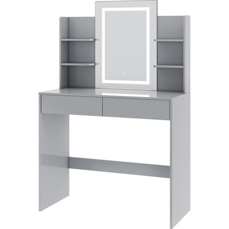 Dressing Table Adjustable LED Mirror Vanity Table Make up Desk Texas GREY