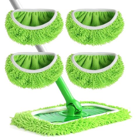 Panni per mocio in microfibra riutilizzabili - 4 pezzi, lavabili e compatibili, di ricambio per la pulizia domestica (1/5)