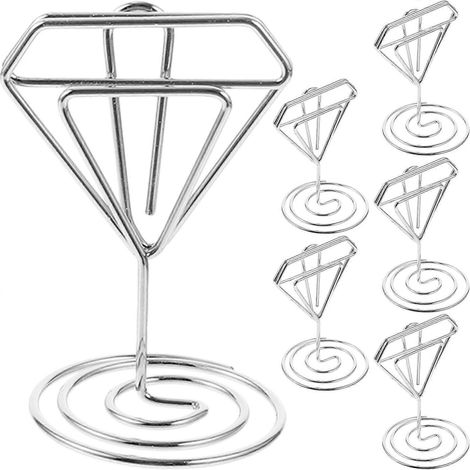 6er-Set Tischkartenhalter für Hochzeiten, niedliche Tischnummernhalter, kleine Tischkartenhalter-4.6X3CM-Silver (1/4)