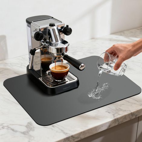 Tapis Egouttoir Vaisselle, 40 × 50cm Tapis de Machine à Café, Tapis Absorbant Vaisselle, Evier Cuisine Antidérapant, Antidérapant pour Bar, Auto Sechant (1/5)