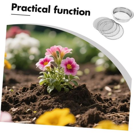 Set de tamis jardin en acier inoxydable – Mailles interchangeables pour sol – Parfait pour plantes intérieur et extérieur (1/4)