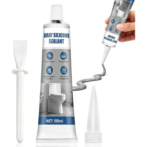100ml Silicone Gris, Joint Silicone, Silicone Gris Clair Assurant une étanchéité Parfaite, aux Salles de Bains, Cuisines, Intérieur Extérieur, Joint Gris, Joint Etancheite Douche (1/5)