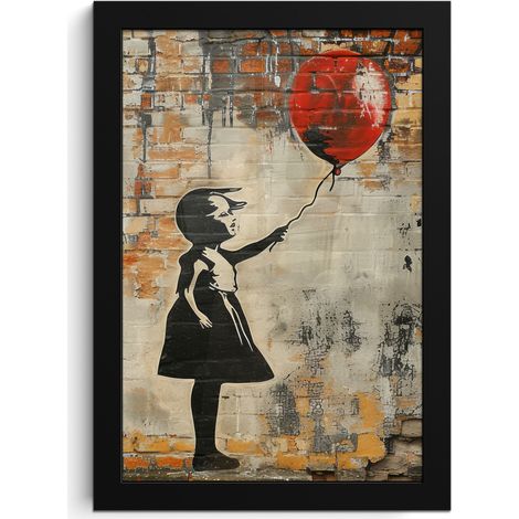 Framed Poster Graffiti - Banksy - Girl - Street art 20x30 cm (1/5)