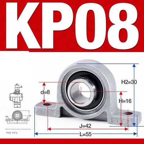 Satz mit 4 KP08 Stehlagern aus Zinklegierung – Vertikale Lagerstütze, 8 mm Innendurchmesser, für Getriebe und Maschinen, Silber