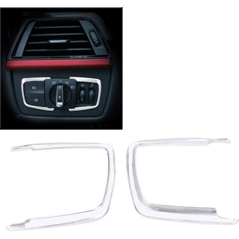 Marco del interruptor de faros para BMW Serie 1 2 3 4 X5 X6 F20 F22 F30 F32 - Adhesivo ABS con revestimiento cromado plateado (1/5)