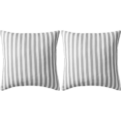 Set di 2 cuscini da giardino per esterni 45 x 45 cm a righe grigie DEC020109