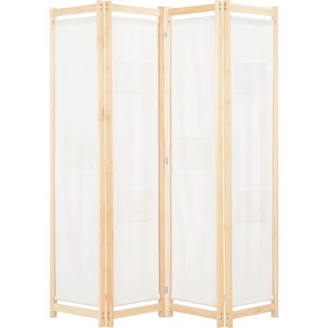 Cloison de séparation 4 panneaux Crème 160x170x4 cm Tissu (1/5)